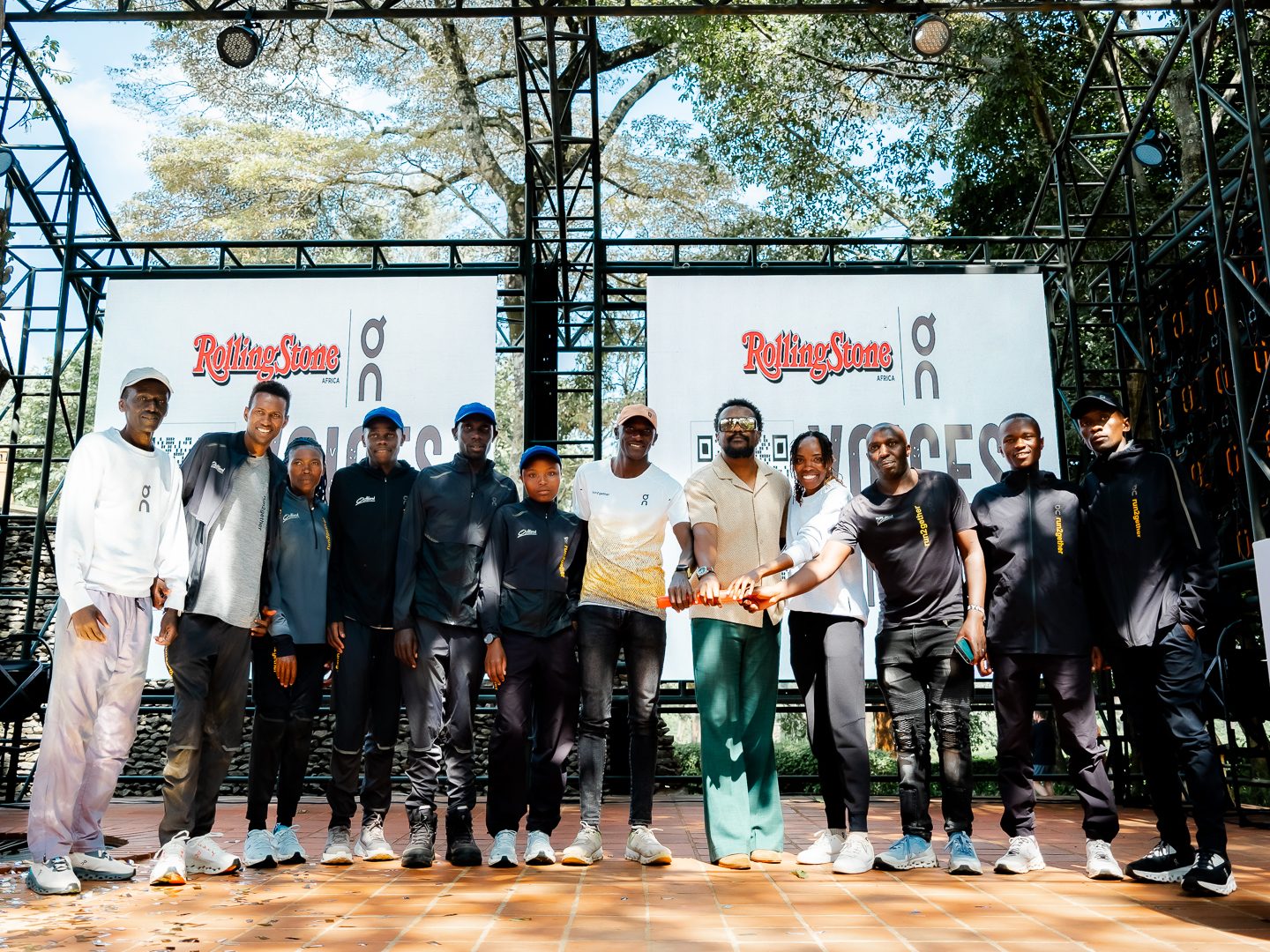 Voices In Motion x On Running community on stage at the Nairobi event